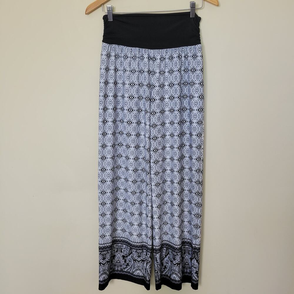 Apt 9 Size L Wide Leg Palazzo Pants Elastic High Waist High Rise Jersey Comfort - Picture 3 of 14